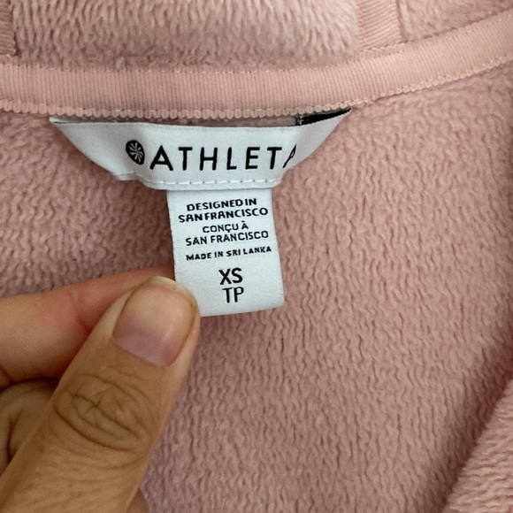 Athleta Good Karma 1/4 zip hoodie in orchard pink heather - Picture 3 of 5